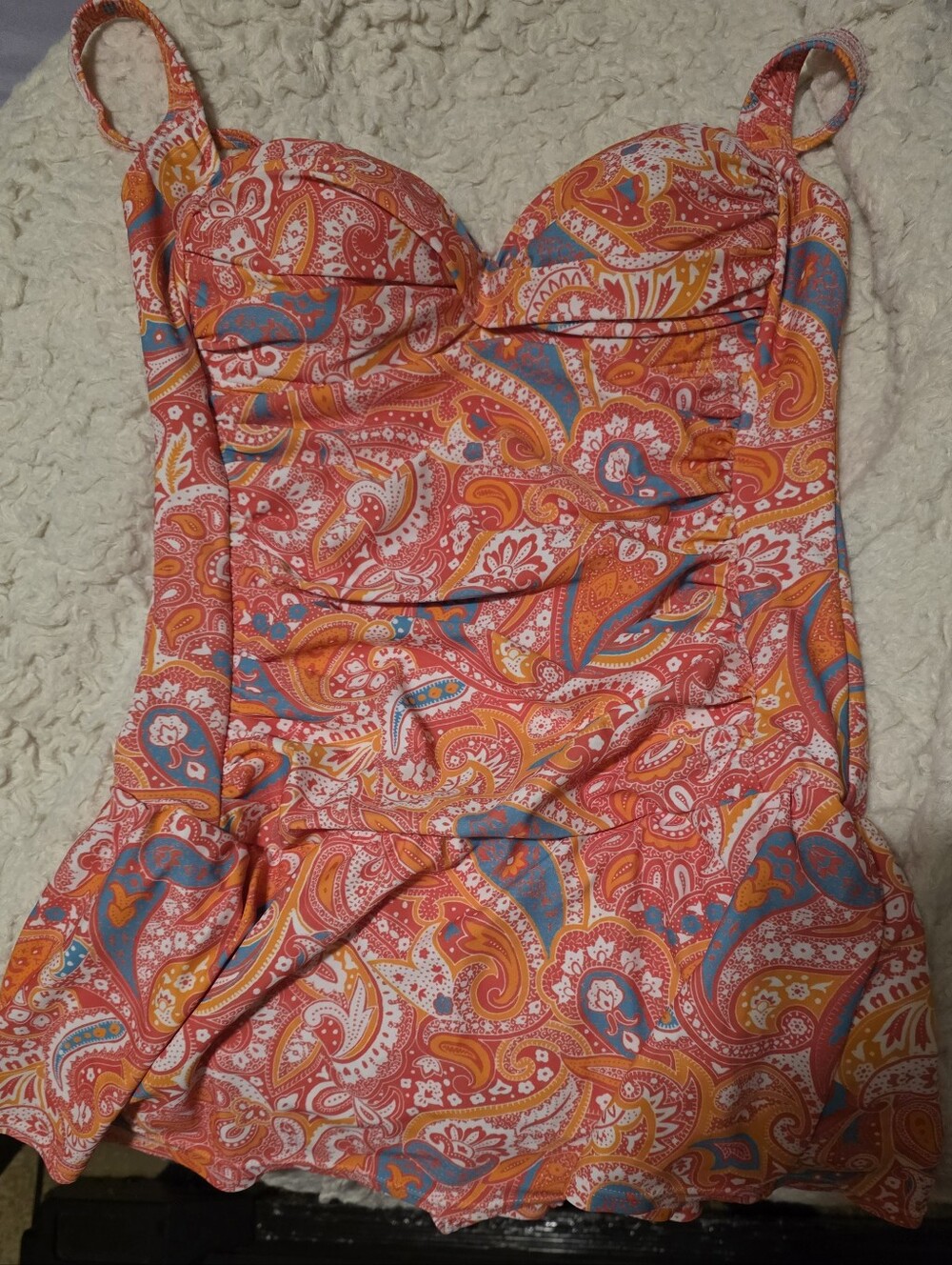 VENUS Orange Paisley Mini Dress with Blue Accents